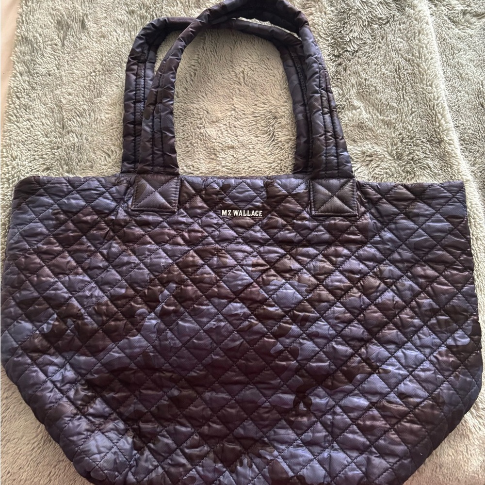 MZ Wallace small metro tote blue camouflage print